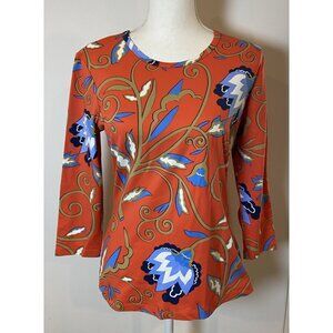 J.McLaughlin Shirt Catalina Cloth Stretch Orange Blue Medium M